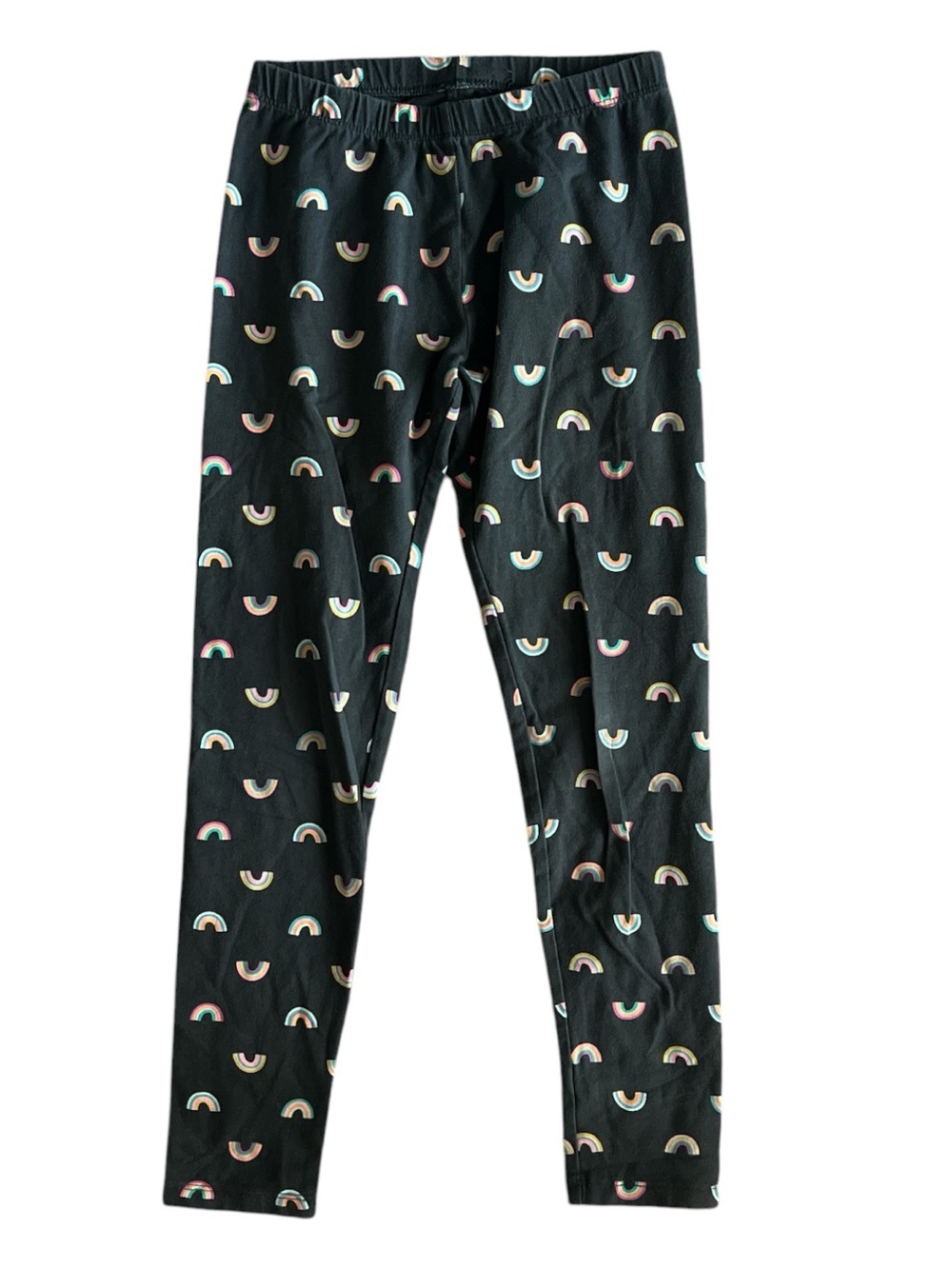 Cat & Jack Black Leggings with Pastel Rainbow Motif Size L (10/12)